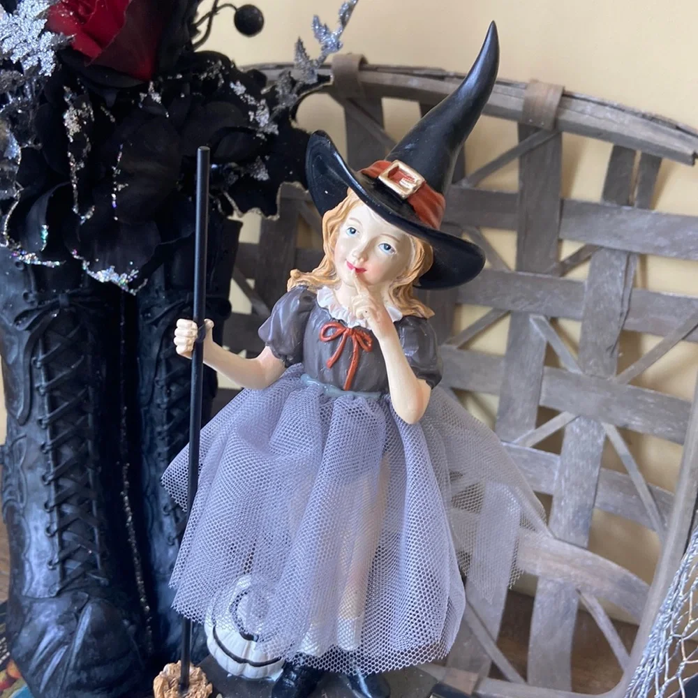 NEW! Fall Halloween Vintage Inspired Witch School Girl Figurine Statue - Picture 3 of 10